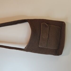 The Sak Knit Crochet Handbag Purse Shoulder Bag Brown EUC NICE!!
